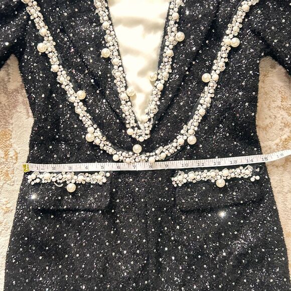 Z.Y Eleonore Faux-Pearl Tweed Mini Dress - Size Medium - Picture 7 of 11